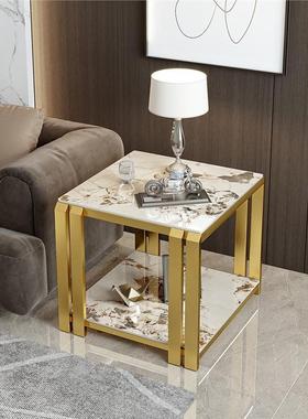 茶轻奢岩板WLL23沙发边几客角几方形现代床头柜厅边桌创意边柜台