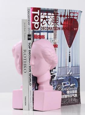 现式代欧物头像书档摆件饰样板间客厅书房装品书报夹杂志DVD架摆