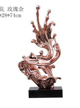 树脂工品家居艺饰品艺术摆件抽R1086浪雕塑玄关酒店走廊摆象饰装