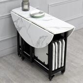 7W折叠桌饭餐桌家圆用仿理石F76JSM7H面移椅动大圆形桌小户型桌组