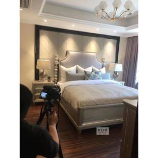 4尺Ia香rt床莫里印象美家轻奢木6尺5实橡木IHQ槟色婚4冰柱床