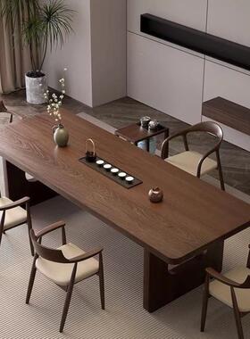 eb中e茶实木大板泡桌组合现代51335简约式轻椅奢客厅原木家用办公