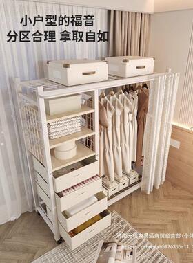 床边晚放衣服多纳功上CAM能衣帽架出租屋用落地收带滑轮金属童儿