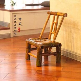 竹椅子老式手工靠背椅竹竹纯编户外家用复OSR椅古桌椅休闲家具餐