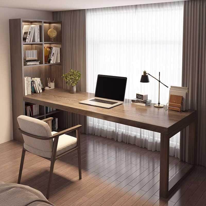 实木书桌带UHE书架组合公双人学习桌卧办电室台式脑桌家用书柜一,电子元器件市场,其它元器件,淘宝优惠券,粉丝福利购,淘宝优惠卷