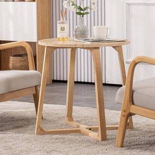 8V圆租房卧A05室小型床边沙发桌子阳台转小桌边几角实木茶出几边