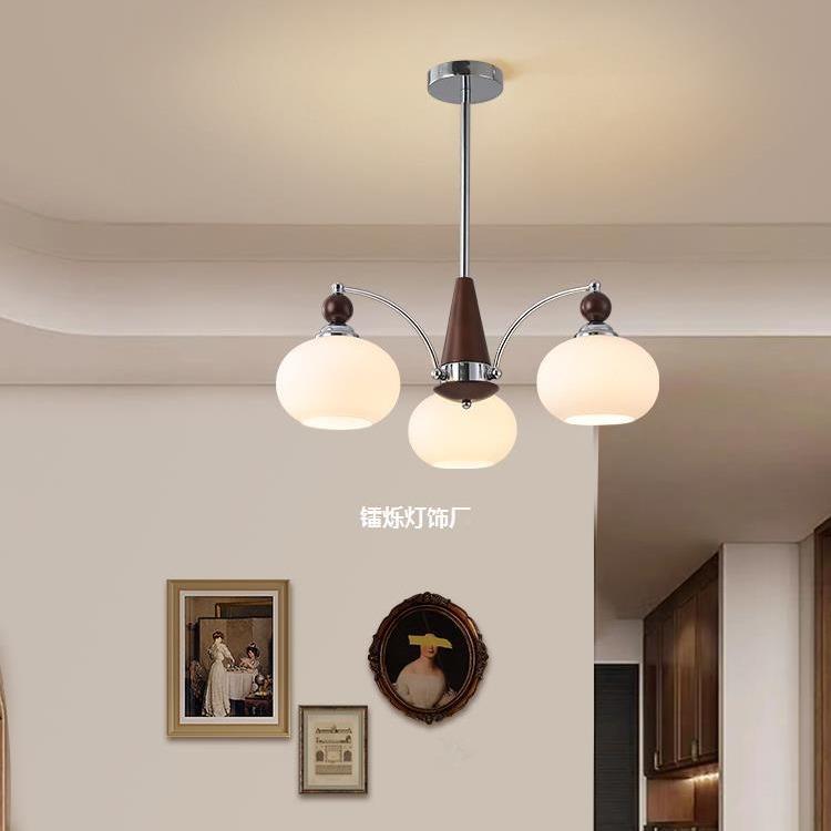 美式482客厅色吊灯古胡桃木柿子中古复吸房顶灯书房餐厅间卧室主