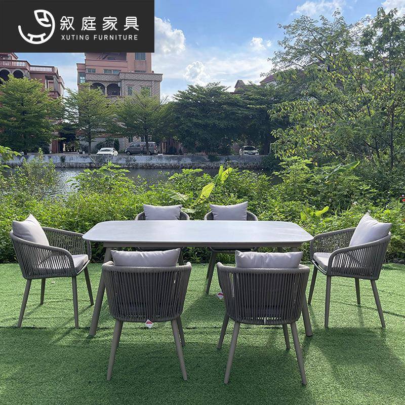 户外防庭院绳编休22-6-23-闲餐桌室外花园别墅民水晒防简约桌宿椅