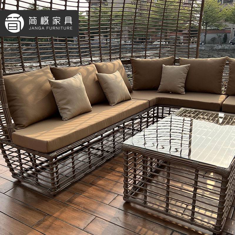 藤沙发圆形藤椅半圆庭院休闲藤艺露天台花园弧形客厅户外家具组合