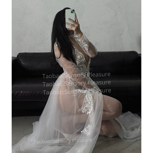 SENPLE纯白网纱透视纯欲长裙