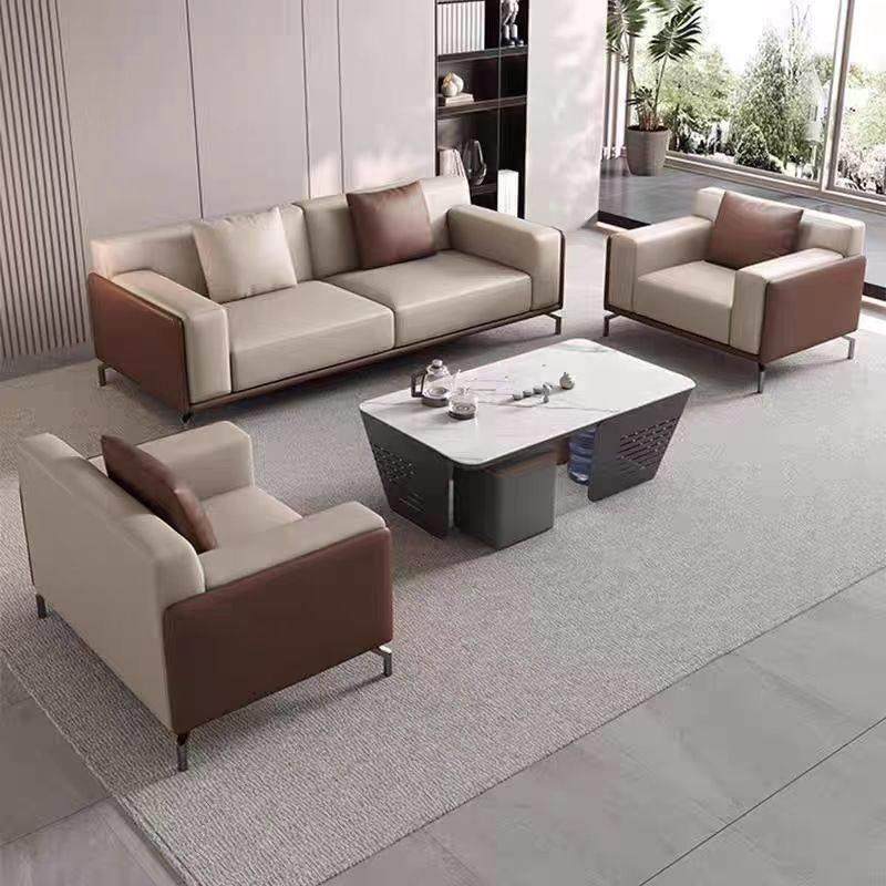 现代简约办公室沙发商务会客老板接待皮布沙发功夫茶几组合套装,住宅家具,皮布沙发,淘宝优惠券,粉丝福利购,淘宝优惠卷