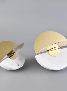 现代简约半圆大理石几何轻奢摆件样板房家居客厅书柜酒柜软装饰品