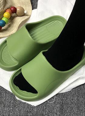 巧贝淘绿色朴素简约不吸水eva亲子一家居用浴室内防滑儿童凉拖鞋