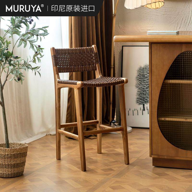 印尼原装进口实木高脚椅覆古岛台椅客厅家用吧台椅饭厅民宿餐椅,住宅家具,家用高脚椅,淘宝优惠券,粉丝福利购,淘宝优惠卷