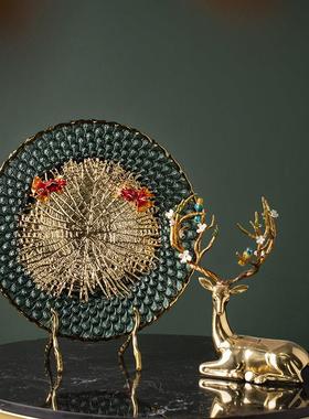 高档如鱼得水装饰盘子摆件摆盘看盘客厅样板房玄关书柜装饰工艺品