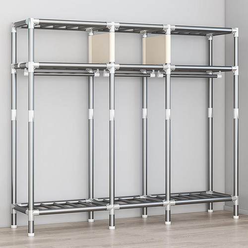 简易衣柜家用卧室布衣柜现代简约出租房钢管加粗加固组装收纳柜子