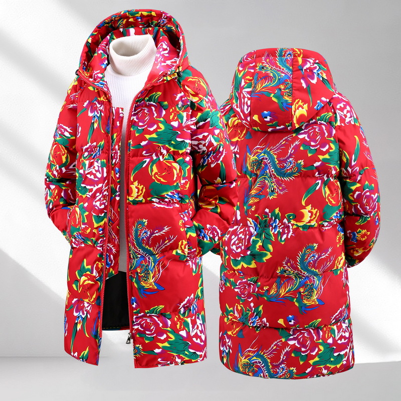 冬季加厚保暖中长款棉服男女同款