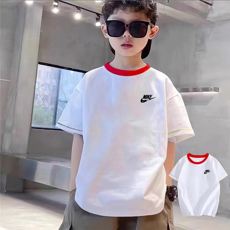 男童短袖t恤2025新款夏装儿童纯棉圆领潮牌拼色女童韩版撞色上衣