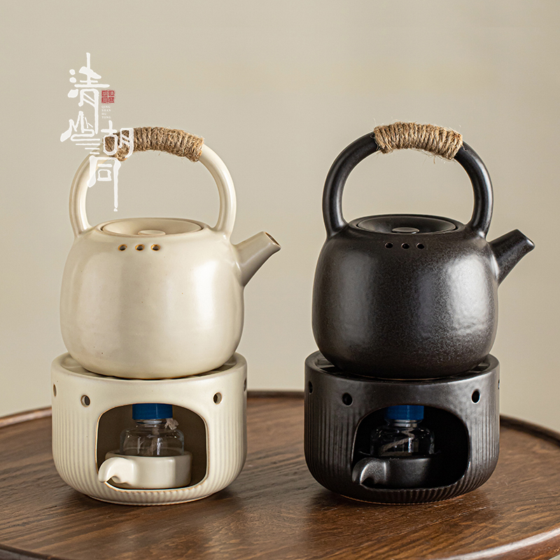 清山胡同中式陶瓷煮茶炉酒精炉家用复古围炉煮茶烧水泡茶壶可干烧