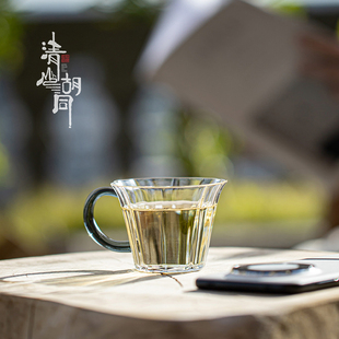 简约玻璃带把茶杯单杯家用功夫茶具高硼硅耐热小杯子 清山胡同中式