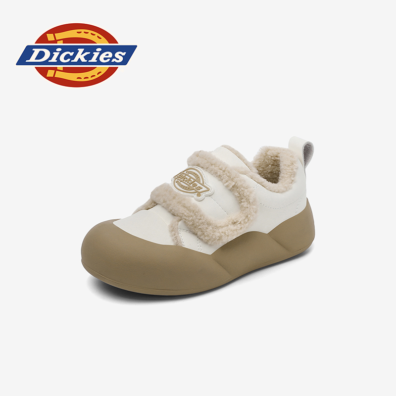 Dickies2025冬季新款男童女童毛毛鞋防滑耐磨经典保暖棉靴英伦风