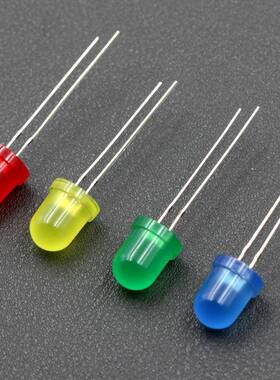 直插PRE式led发光二帽管f极8/L8mm圆头带色长脚有边白红蓝绿ED草
