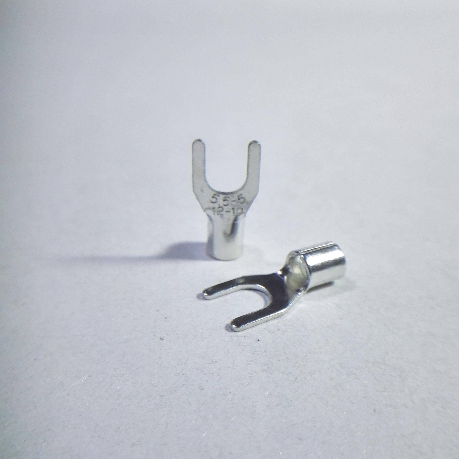 销S无品牌/N5.头5-4/5/6/8B冷压接线端子Y型叉口热裸端UT铜鼻线耳