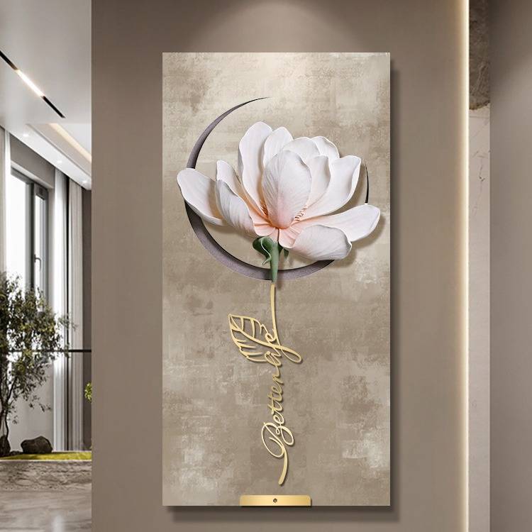 福雕家饰 立体浮雕入户玄关装饰画星月玉兰轻奢壁画过道走廊挂画图片