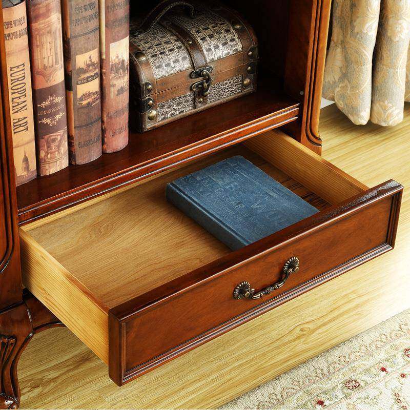 美式全实木小儿童学生落地书书架子QIN欧式置简约客厅书房多层柜