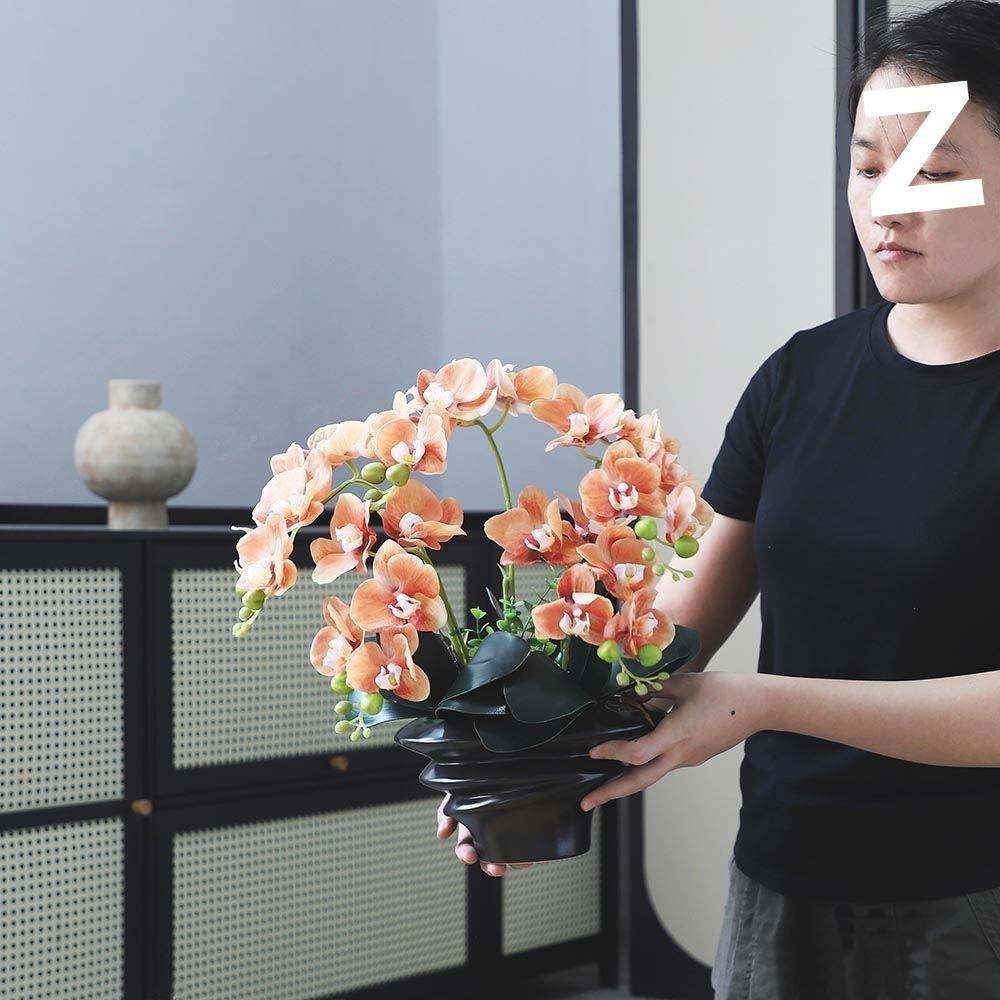 仿真蝴蝶兰景假花仿盆玄真摆件餐桌关高档客厅花UMI电视柜装饰花