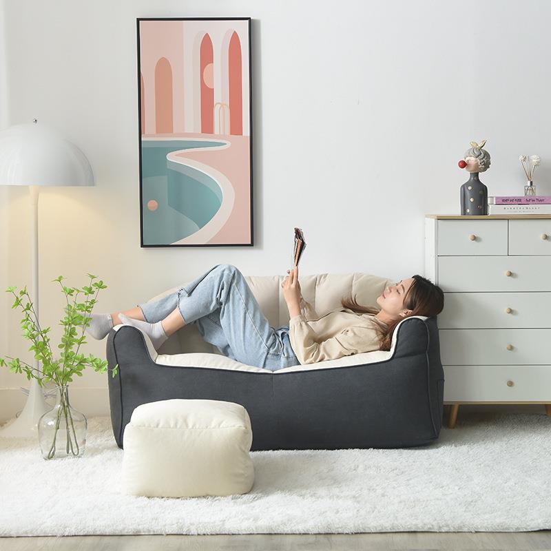 豆袋发人沙发榻BNM米懒午休小沙发双人卧室拼色纯色厂榻家直沙供