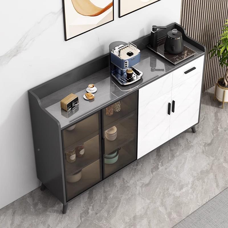 岩BFV板餐边柜现碗代柜厨房储物柜客收厅吧台家纳用一体玻璃门茶