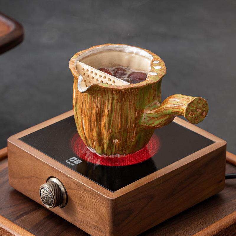 莲桃生吉祥侧把过滤烧水壶茶室莲生吉祥围桌炉茶胡木电炉家陶用室