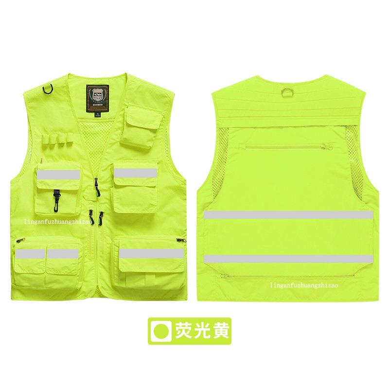 多功能马甲工装团队摄影户外运动多口袋反光马广夹大码印告195l可