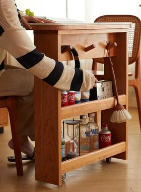 实木岛台餐一体旋转可伸缩日岩桌板小FUA户型家用台酒储物吧式餐