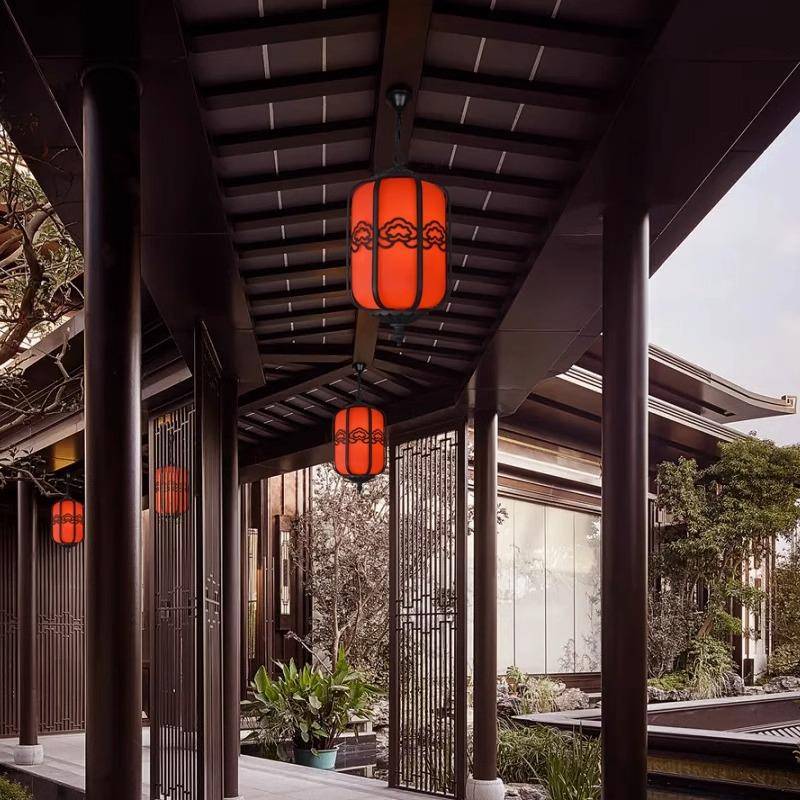 新中式吊灯水户庭院凉亭防灯灯13笼挂外室外别墅仿古大门走廊阳台