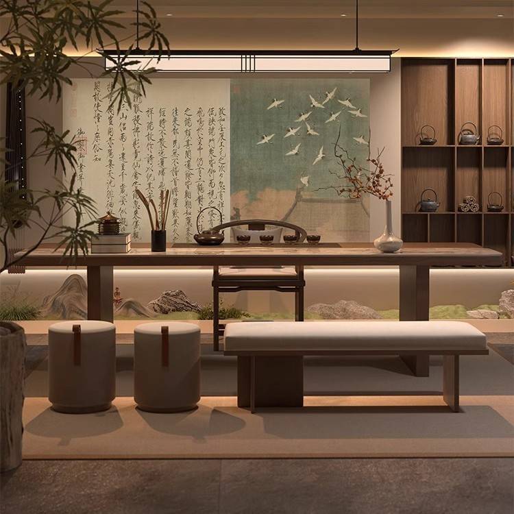 实木茶桌椅组合现代简约一桌五椅茶台家用客厅商业办公室泡茶桌子