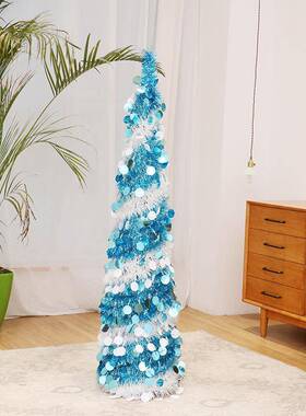 家庭圣诞节饰品SYCT44叠伸缩双色毛条树装装饰折摆件