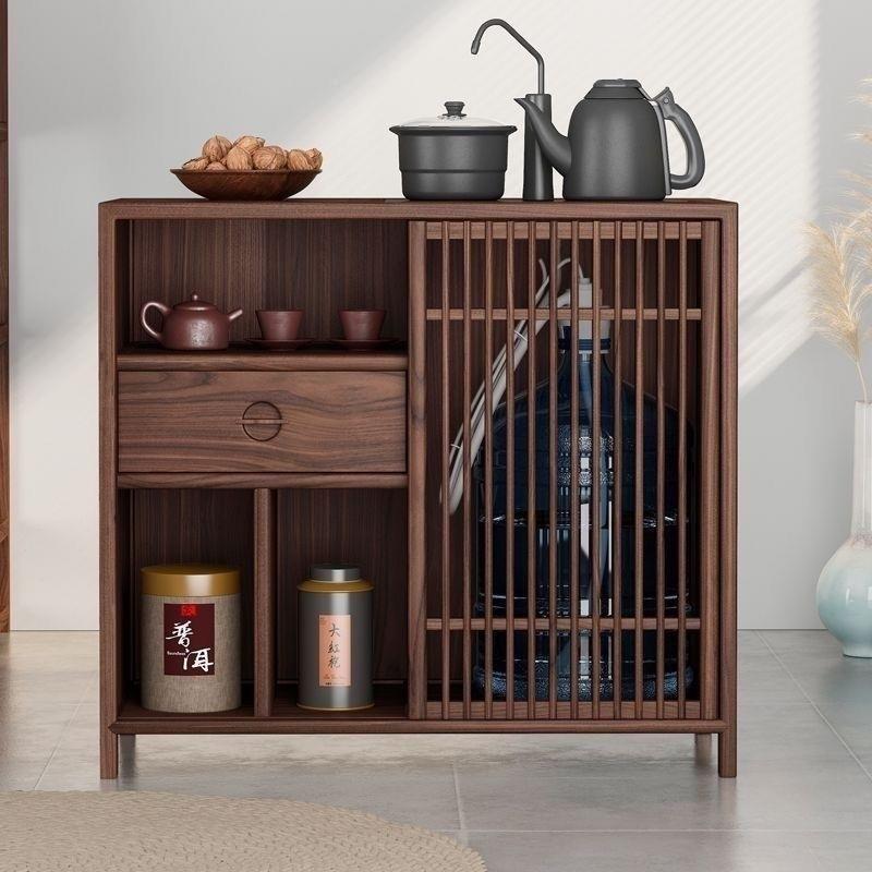 中1式餐能边柜实木茶水老柜榆木新客厅烧水柜一体桌边柜多功储物