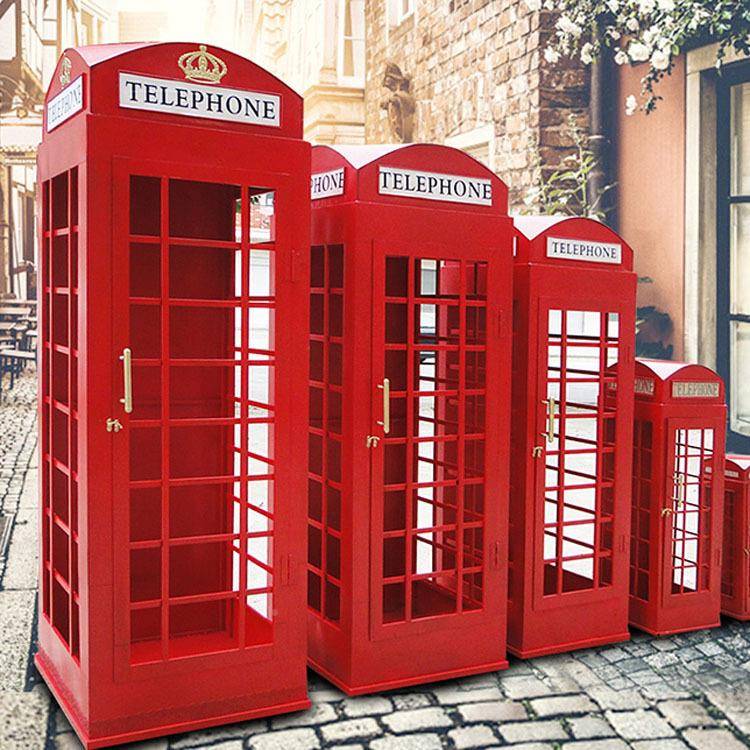 复古无品牌/英伦风电话大亭软型摆模件酒吧陈列展示储物柜家居装