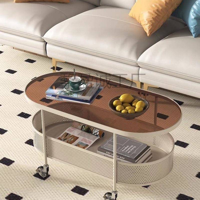 L黎N8形法式圆形1茶桌圆茶几小户型钢化玻璃茶台网红可移NmxN4fTT