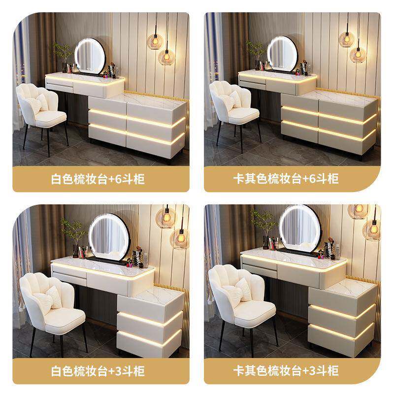 梳妆台奶油风全木斗柜现无品牌/简收纳柜化妆台一体化妆桌代实实