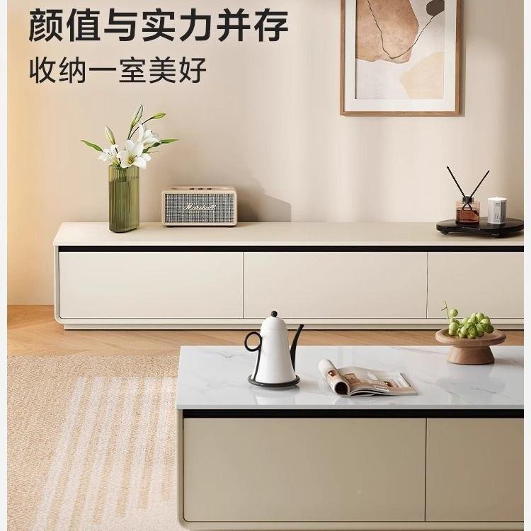 爆款.4m电视柜客厅款家用新10047188落地岩2板合茶几组小户型白色