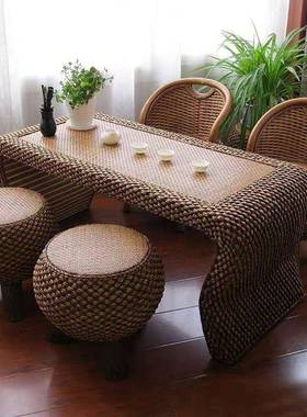 茶室休闲茶台子艺简约茶几小喝茶桌阳台桌椅家用编小桌组DD101902