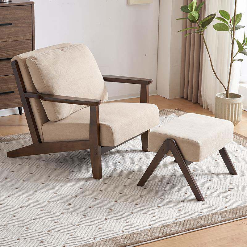 cs单人沙椅胡桃懒OPY木单椅子人阳台休椅客发厅酒店实木洽谈闲桌