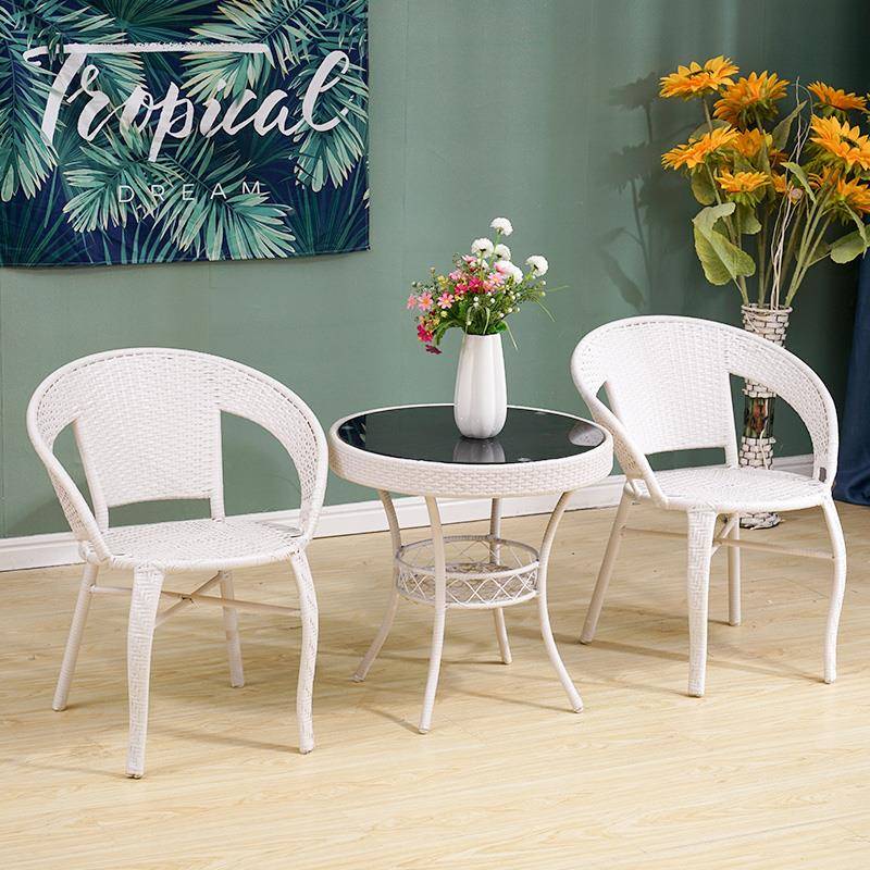 7阳台小圆F759MJ6S编桌L椅玻璃圆桌角子钢化藤茶几圆形边几简约休