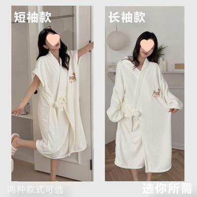 G4A浴袍女穿冬加绒加厚可式浴FRN巾吸水季速干珊服瑚绒家居长款洗
