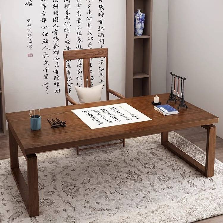 新中式书法桌实木腿书桌家用毛笔书画桌案台书房写字桌简易国学桌