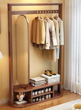 实帽OGG木挂衣架落地卧室家入用房间衣架穿衣镜一体户客厅带衣架