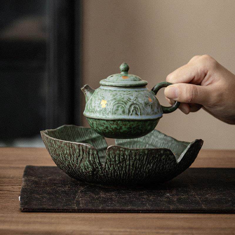 空寂斋果老岩泥壶承工手YHJ盖泡碗茶壶托盘茶壶承家用点心盘盘茶